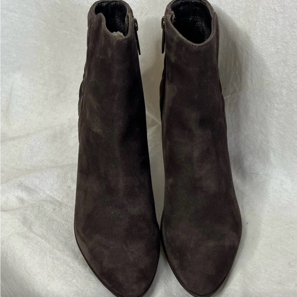 Aquatalia Leodie Weatherproof Brown Suede Heeled Bootie Ankle Boots Size 10 M